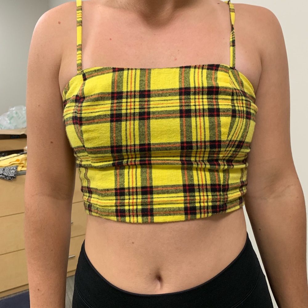 Yellow plaid crop top